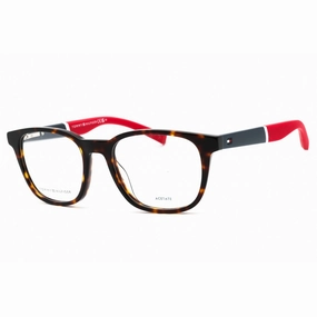 Tommy Hilfiger Men's Eyeglasses - Havana Plastic Square Shape Frame | TH 1907 0086 00