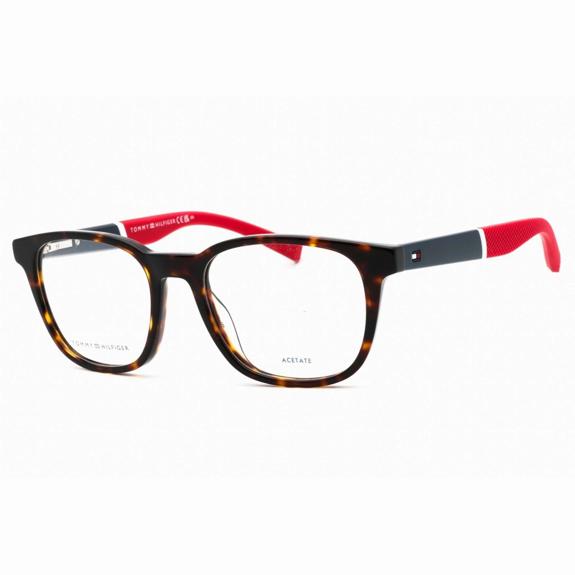 Tommy Hilfiger Men's Eyeglasses - Havana Plastic Square Shape Frame | TH 1907 0086 00