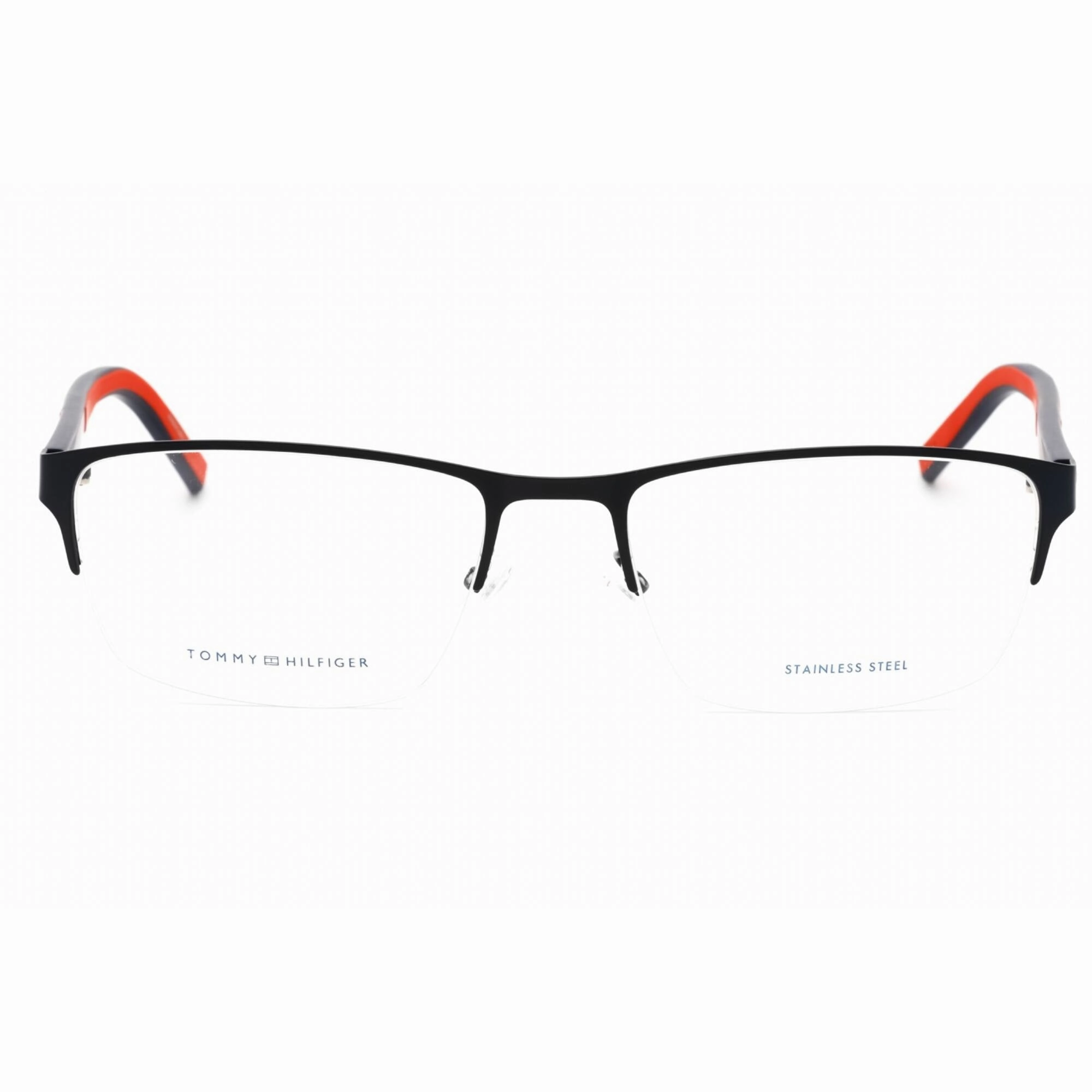 Tommy Hilfiger Men's Eyeglasses - Matte Blue Half Rim Frame | Th 1577/F 0FLL 00
