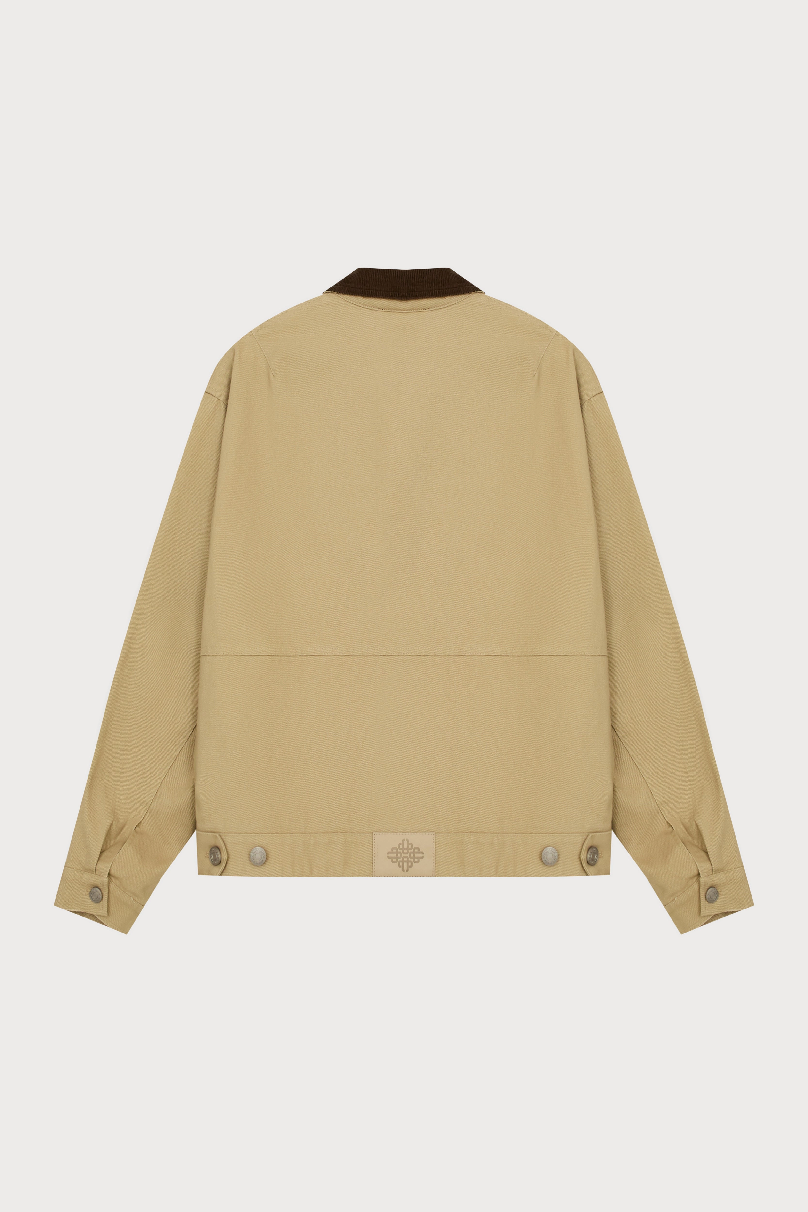 TWILL CONTRAST COLLAR JACKET - BEIGE