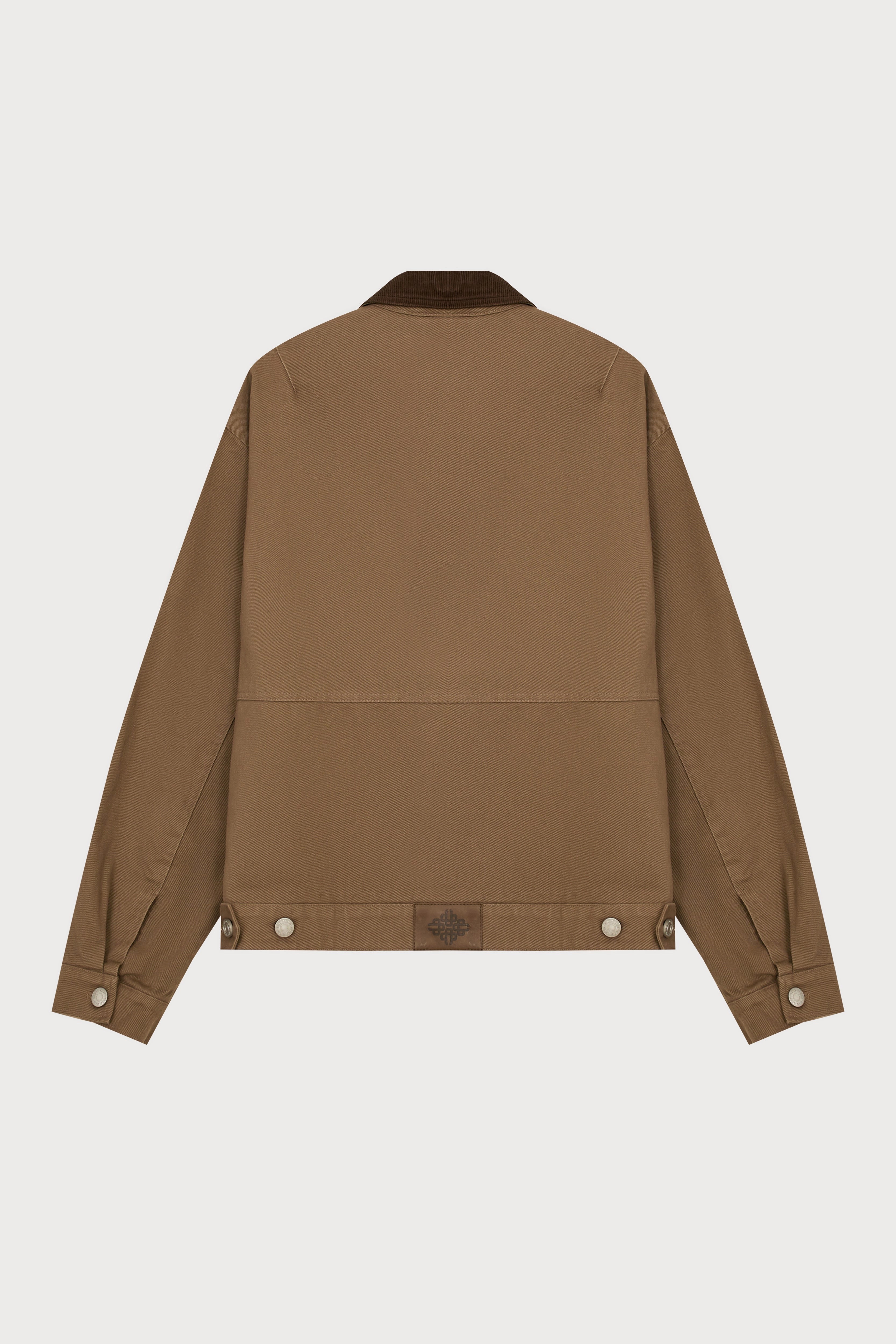 TWILL CONTRAST COLLAR JACKET - WASHED BROWN