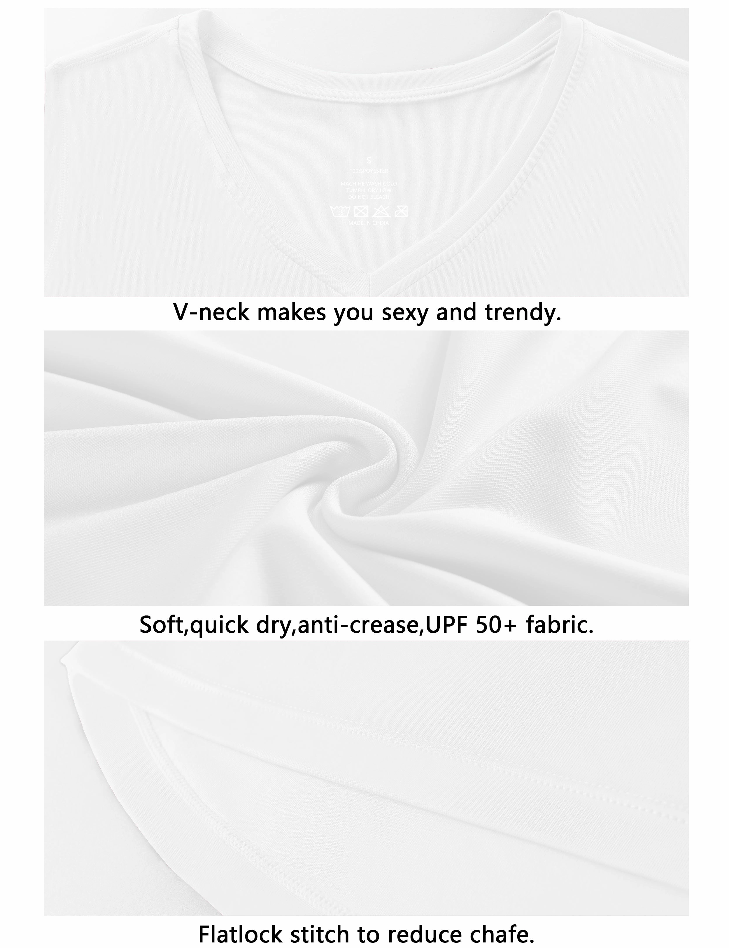 V Neck Long Sleeve Athletic Shirts white