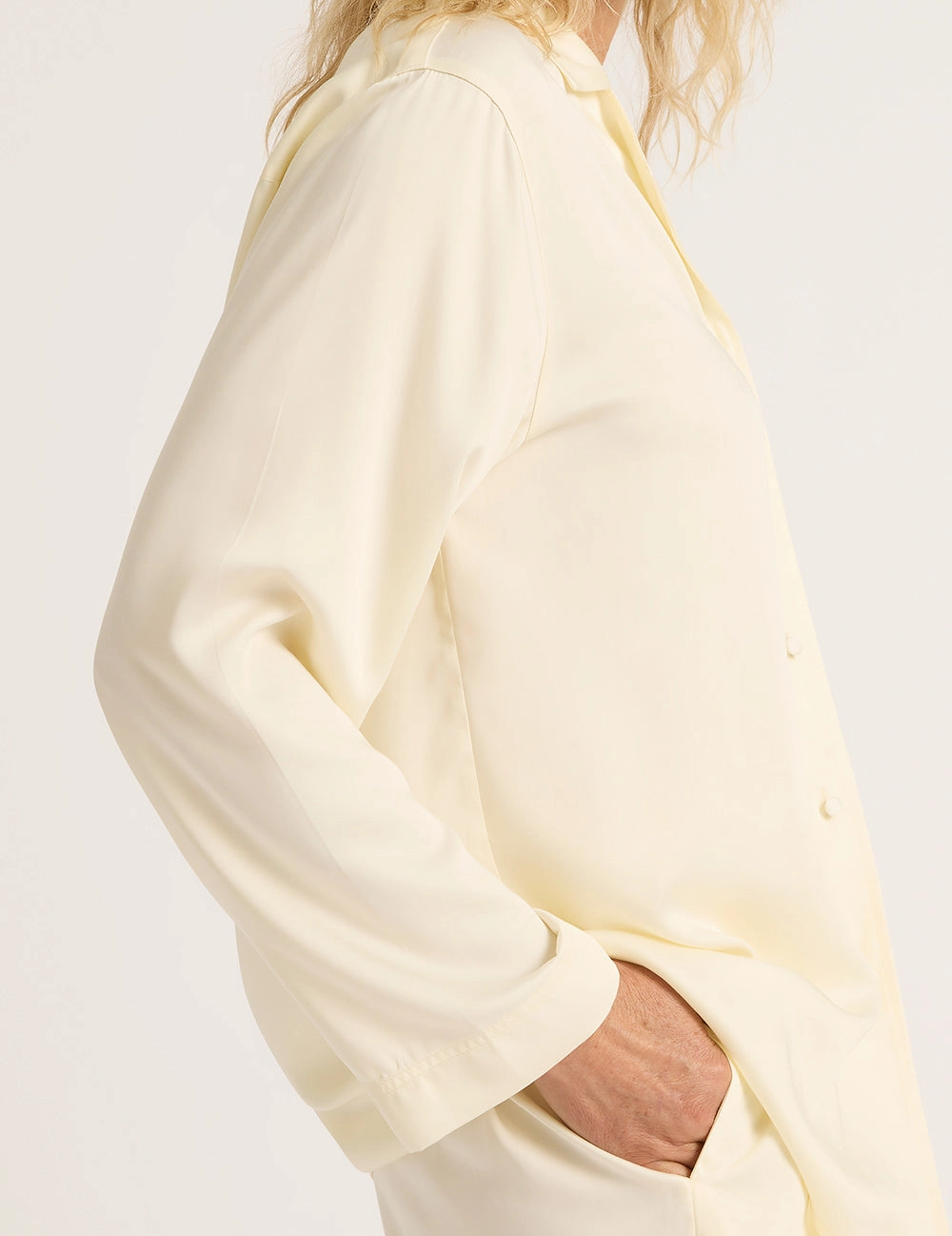 Vegan Silk Long Sleeve Shirt - Pearl