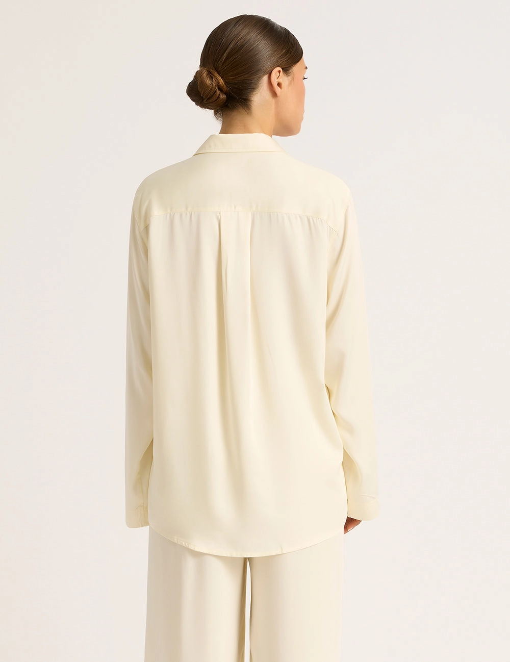 Vegan Silk Long Sleeve Shirt - Pearl
