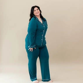 Women's Long Sleeve Pajama Set in Loch with Cloud Trim