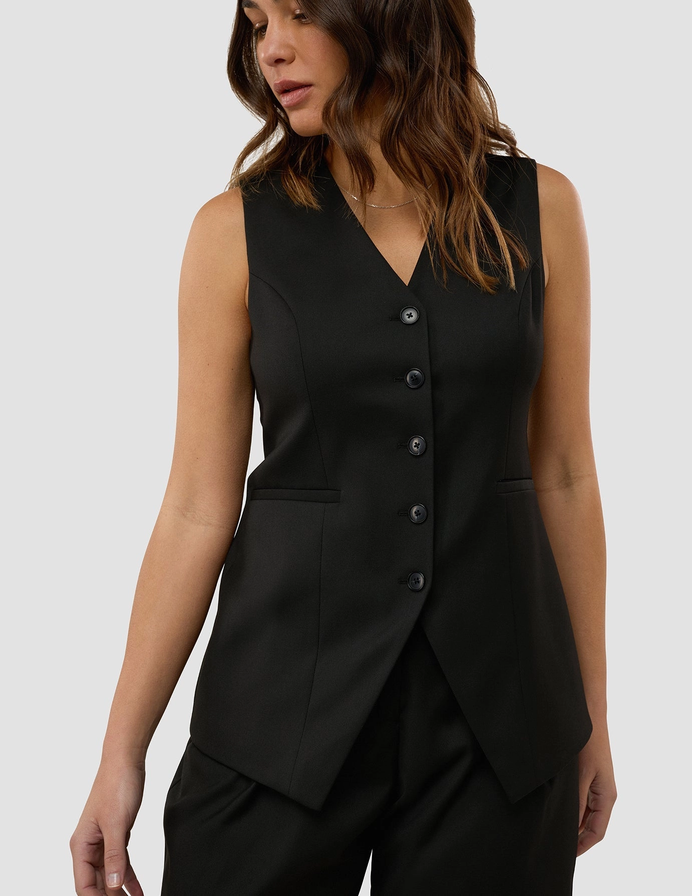 Women's Skye Long Vest Black