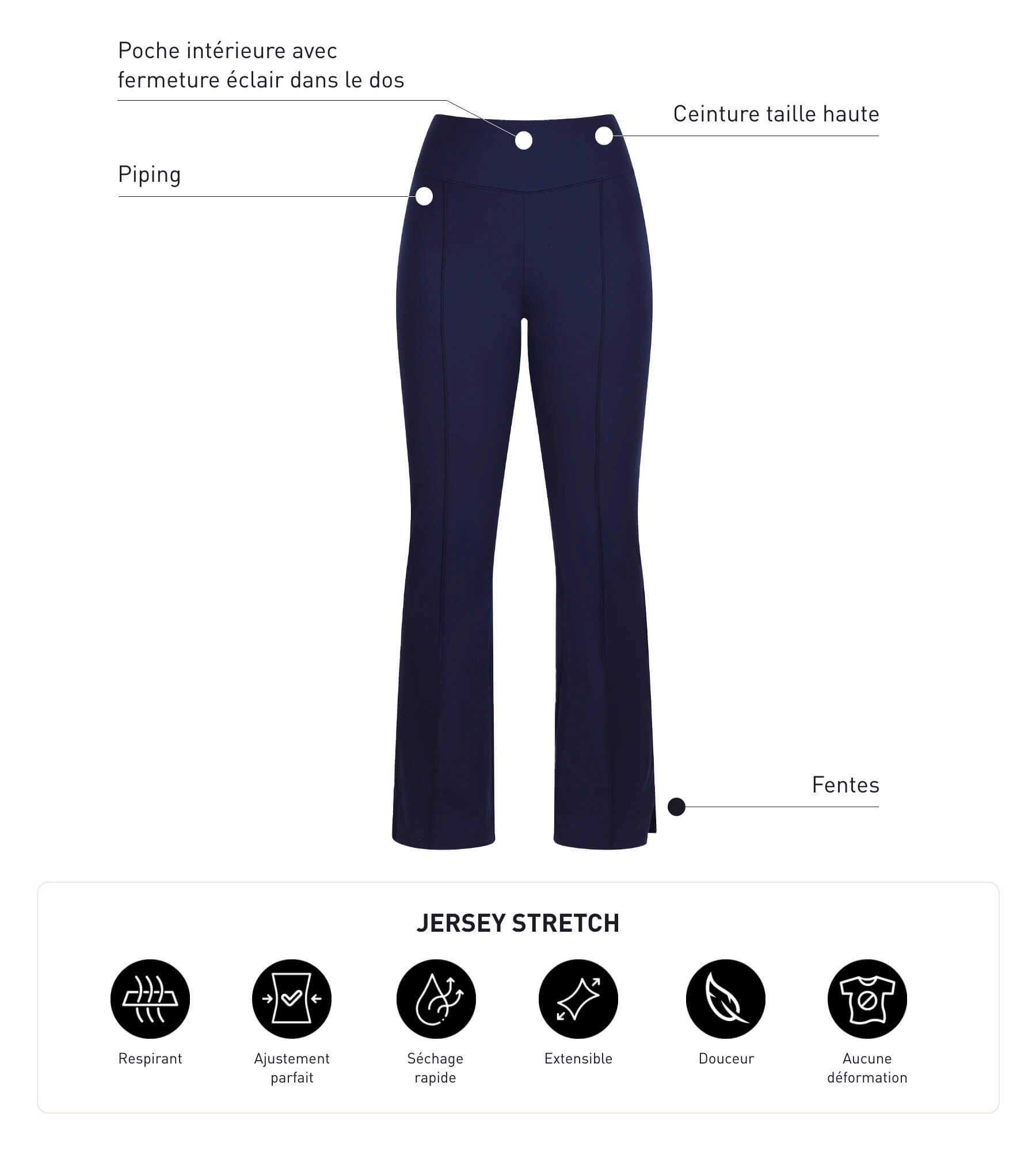 Women's stretch jersey flared sports trousers Blue Dim Move