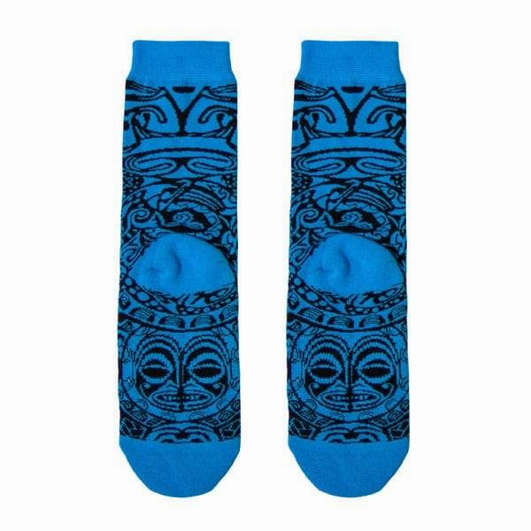 Woven Socks | Crew | Polynesian | Blue