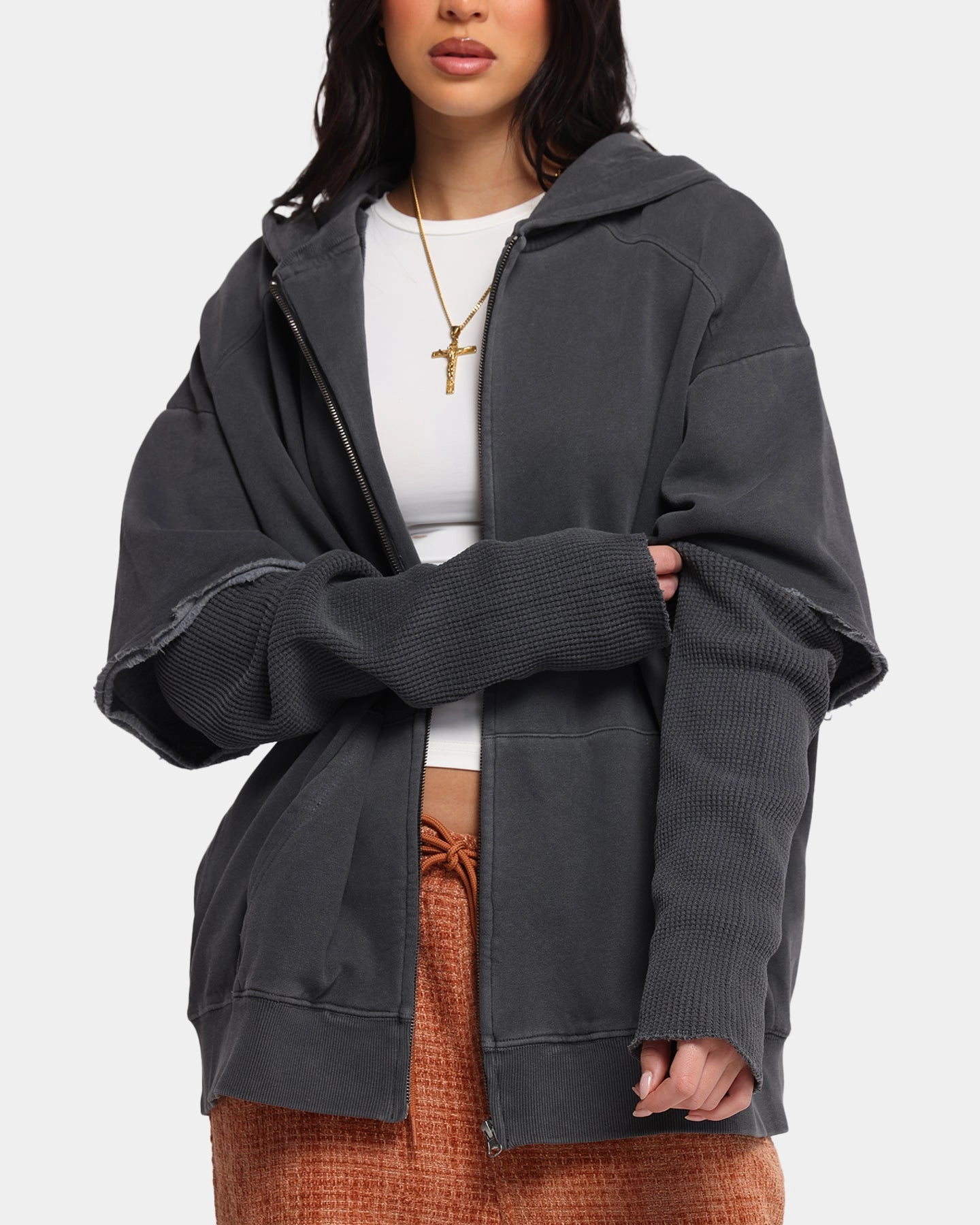 XXIII Hybrid Layered Hoodie Washed Black