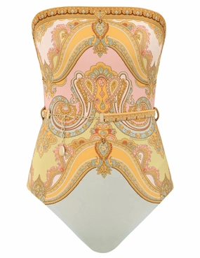 Zimmermann Maxine Chain Trim Bandeau One Piece Swimsuit