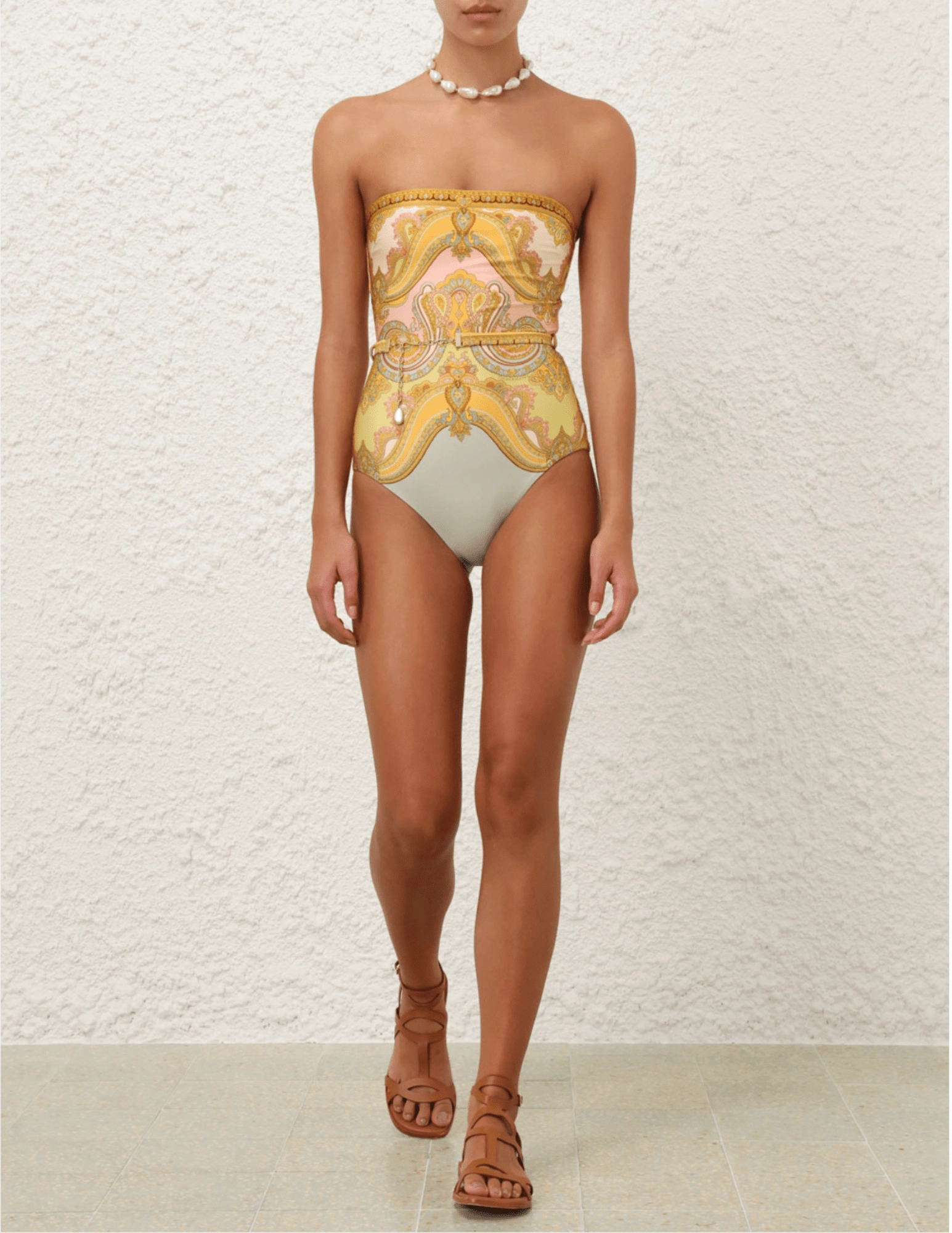 Zimmermann Maxine Chain Trim Bandeau One Piece Swimsuit